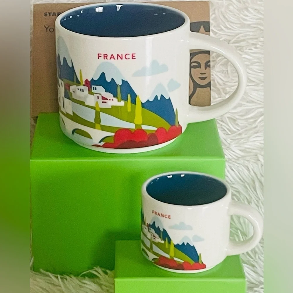 2pcs. STARBUCKS FRANCE 2024 MUG & EXPRESSO sm cup or ornament.